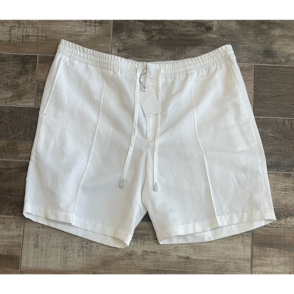 $1,050 Brioni Off White Cotton Blend Bermuda Drawstring Walking Shorts Size 42